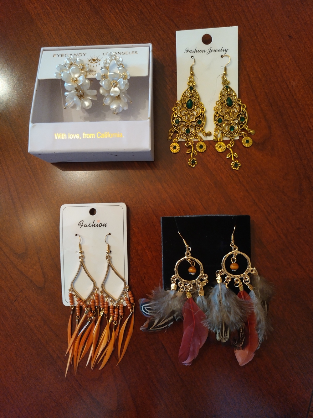 White Floral Cluster And Other Fashionable Earrings